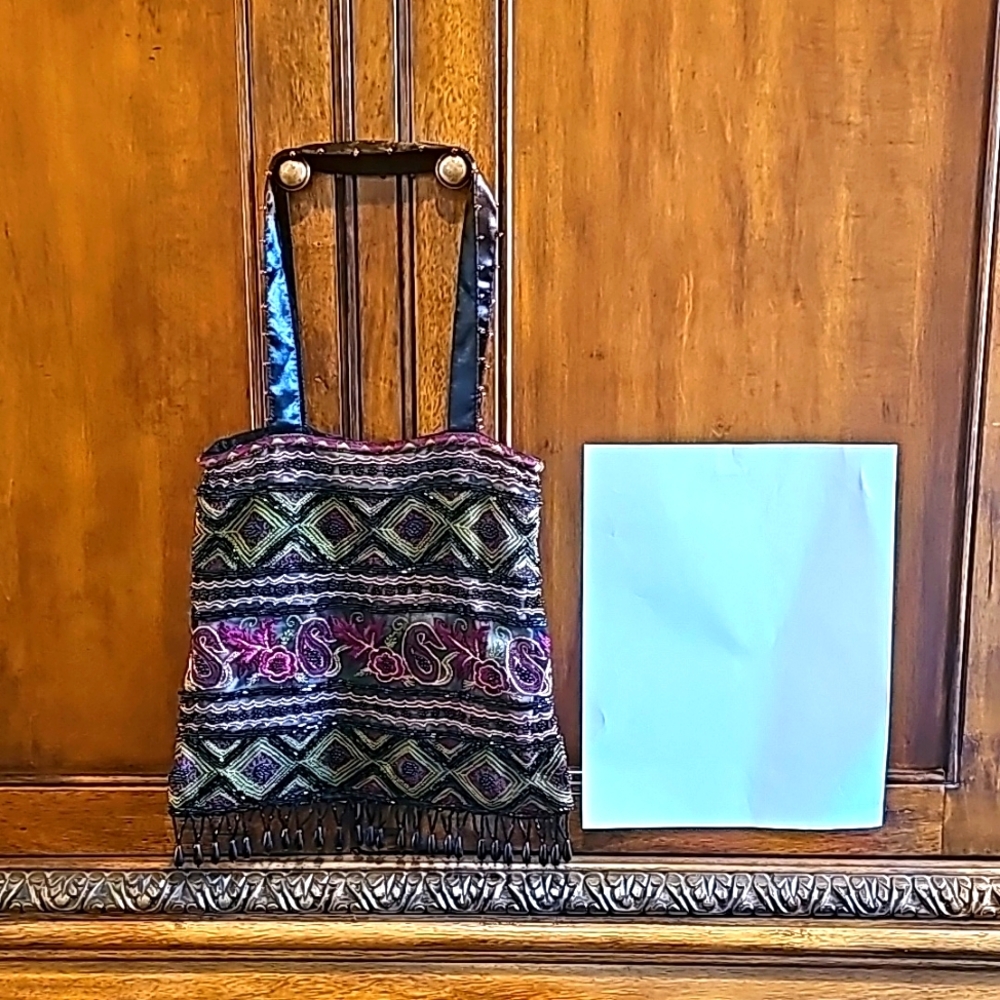 100% Silk Beaded Vintage evening bag